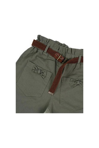 Kadın Kahverengi Kemerli Bel Lastikli Haki Pantolon Haki