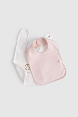 2'li Sıvı Geçirmez Pembe - Ekru Mama Önlüğü Pembe