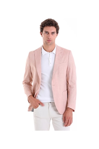 Hatemoğlu Kahverengi Slim Fit Düz Sivri Yaka Casual Keten Ceket Kahverengi