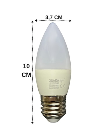 10 Adet Osaka 7w 50w 6500k Beyaz Işık E27 Duylu Kalın Duy Mum Led Ampul