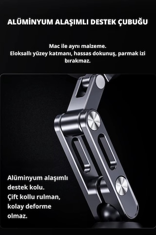 Wearfitpro W93 Alüminyum Manyetik Telefon Tutucu Type-c Şarjlı 360 Döner 3 Eksenli Katlanabilir Telefon Tutucu Gri