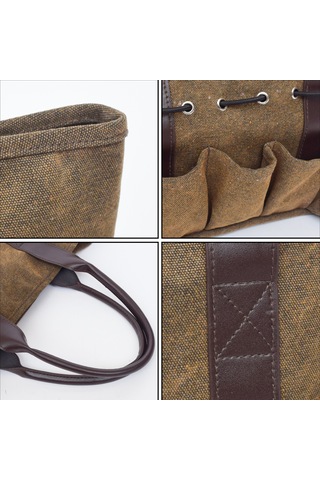 Symbee Kahverengi Kumaş Bahçe Aletleri Çantası - Sağlam Taşıma, Kolay Temizleme Ve Geniş Depolama Kapasitesiyle Bahçe, Çimen Ve Çiftlik İçin