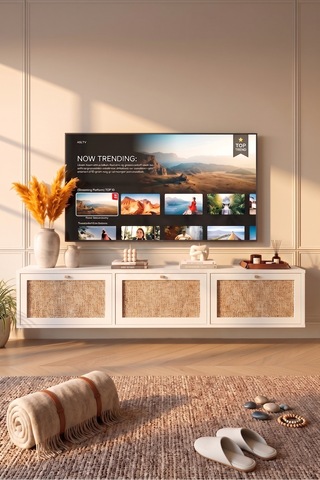 Dune Tv Ünitesi Sehpası Duvara Monte 3 Ahşap Jüt Kapaklı 180cm Beyaz-jüt Dn1-wj