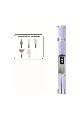 Willowhaven Profesyonel Tırnak Taşlama Ve Cilalama Kalemi Mor Kolay Paket 5 Başlık Kablosuz 3 Hız Usb C Şarj Ev Salon Manikür Pedikür
