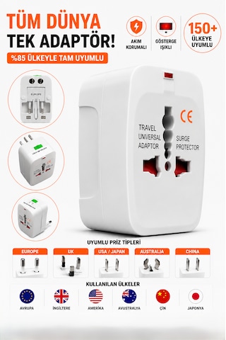 4 Adet Akım Korumalı Universal Seyahat Adaptörü Priz Çevirici 110-250v Geniş Voltaj Desteği Diğer