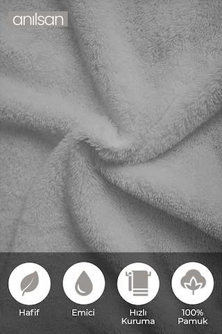 2'li Gri El Havlusu - 50x90 Cm, 225 Gr, %100 Pamuk, Spa Ve Otel Havlusu, Günlük Kullanıma Uygun Gri
