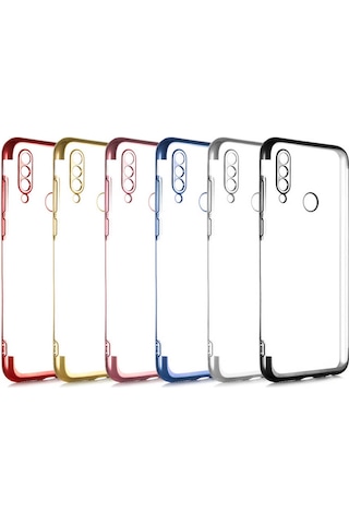 Meizu M10 Kılıf İnce Köşeleri Renkli Şeffaf Silikon Siyah