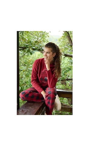 Aydoğan | Kadın Uzun Kol Kışlık Kalın Polar Pijama Takım Bordo
