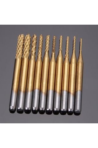 Cnc End Mill Gravür Kesici Karbür 10 Adet 0.8/3.175mm Pcb, Smt, Cnc Matkap Uç