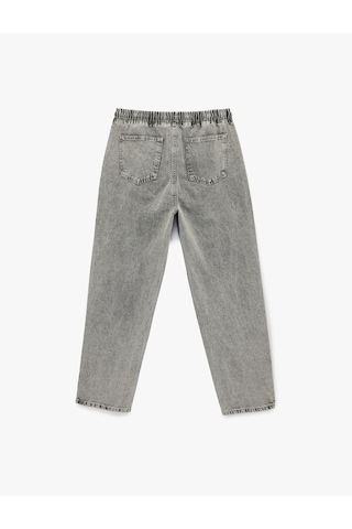 Koton Pamuklu Cepli Bol Beli Lastikli Bağcıklı Baggy Jean Pantolon Gri 6sam40231nd Gri