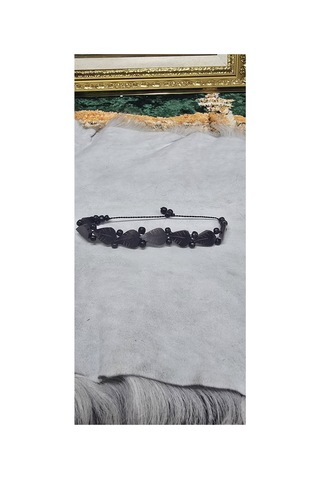 El İşçiliği Yaprak Motifli Kuka Ağacı Bileklik Siyah