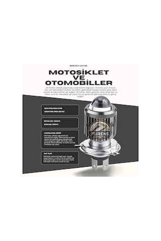 H4 Zenon 3 Fişli Motorsiklet Farı Çift Devre Uzun Kısa 12v Tek Adet Fiyatıdır