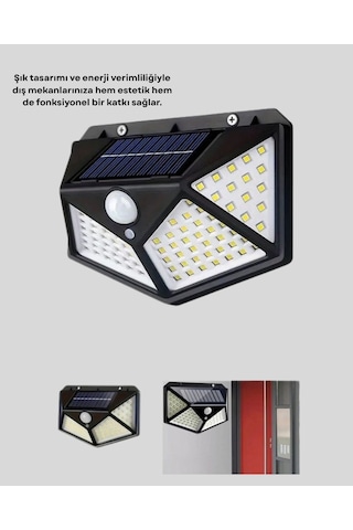 Solar Bahçe Lambası 100 Led Hareket Sensörlü Güneş Enerjili Aydın