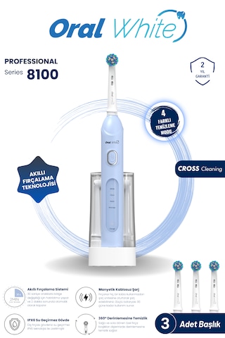 Oral White 4 Modlu Professional 8100 Şarjlı Diş Fırçası Mavi