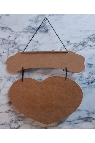 Hobi Adn Dekoratif Kapı Süsü Kalpli Model Ahşap Mdf Ham Cnc Kesim El Yapım Ahşap