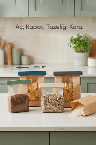 Lexroo 12 Li Poşet Klipsi Seti,11 Cm,hava Geçirmez Paket Kapatma Mandalı Çok Renkli