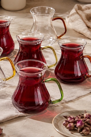 Perotti 16013 Ehl-i Keyf Renkli 6'lı Borosilikat Çay Bardağı Set Renkli