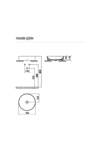 Creavit UL145 Ultra Setüstü Çanak Lavabo 45 CM