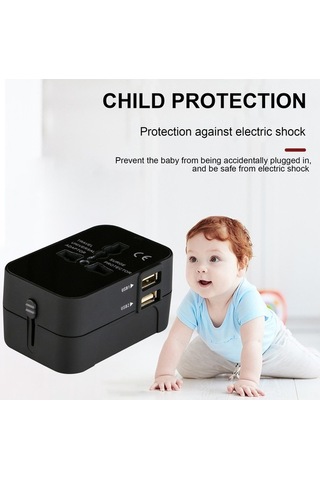 Trendooze Evrensel Seyahat Şarj Cihazı - 2x Usb, 110-250v, 4 Ülke Uyumlu