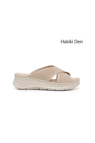 Gönderi(R) Gönderi R Kadın Bej Dolgu Taban Hakiki Deri Terlik Dyza65145870 Bej