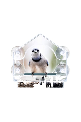 Yifomall Ev Şeklinde Dayanıklı Akrilik Kuş Yemliği - 21.5x20.5x10cm