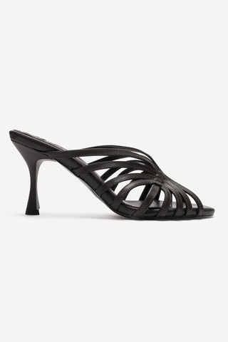 Luvi Shoes Olıvera Kahverengi Cilt Kadın İnce Topuklu Terlik