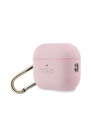 Apple Airpods Pro 3 Uyumlu Kılıf Guess Lisanslı Anahtarlıklı Pu Deri Pembe