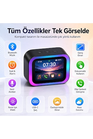 Yapay Zeka Sesli Asistan Destekli Akıllı Bluetooth Hoparlör Dokunmatik