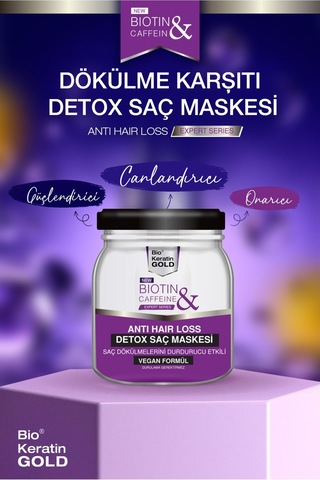 Bio Keratin Gold Biotin & Kafein Dökülme Karşıtı Saç Toniği Şampuan Saç Bakım Kremi Saç Detoxu 4'lü Set