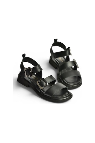 Fox Shoes Y291594203 Siyah Hakiki Deri Sandalet