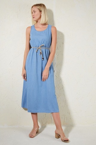 Gimer - Ip Askılı Elbise - Lev1235G Mavi