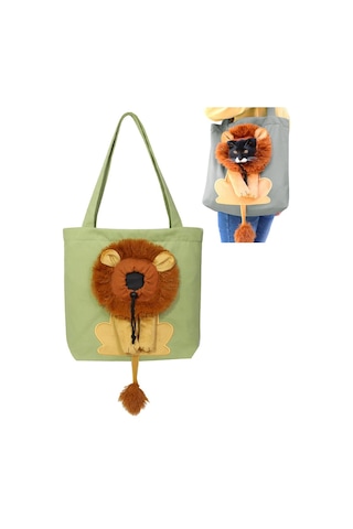 Moveevo Sevimli Aslan Şekilli Küçük Evcil Hayvanlar İçin Portatif Kanvas Omuz Çantası