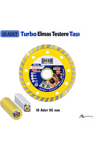10 Adet Turbo Elmas Testere Taşı 115 Mm Beton Granit Seramik Mermer Taş Kesme Diski