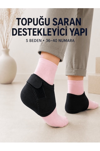 Topuk Destek Çorabı S Beden 36-40 Ayarlanabilir Cırtlı Günlük Kullanım Düz Renkli