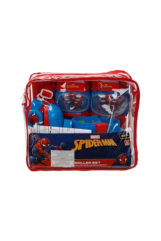 Çocuk Spiderman 4 Teker Paten Dizlik Dirseklik Seti Çantalı 22-29 Kırmızı