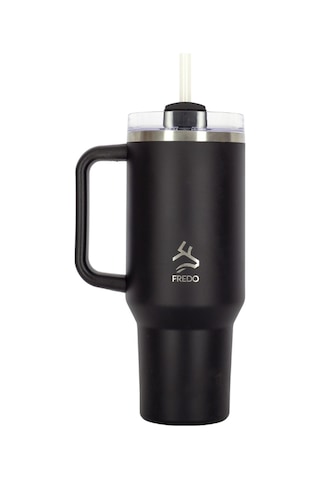 Sip Voyage Siyah Paslanmaz Çelik Pipetli Termos Bardak 900ml Siyah