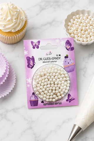 Dr. Gusto 4 Mm İnci Beyazı Candy Boncuk Pasta Süsleme Şekeri