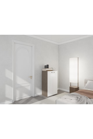 2 Kapaklı Çok Amaçlı Dolap Antrasit Meşe Antrasit - Beyaz