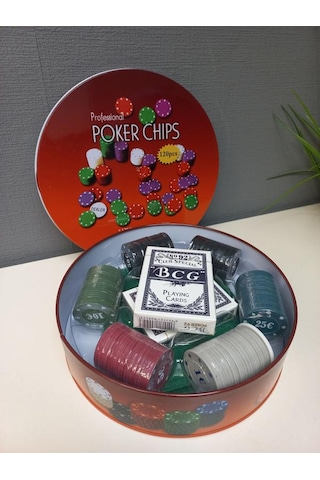 Rakamlı Poker Çipi Oyun Seti Metal Kutulu 120 Poker Fişi