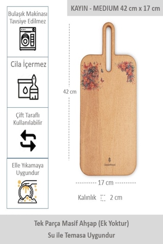 Yekpare Masif Ahşap Sunum Kesme Tahtası Desenli Kayın Medium 11