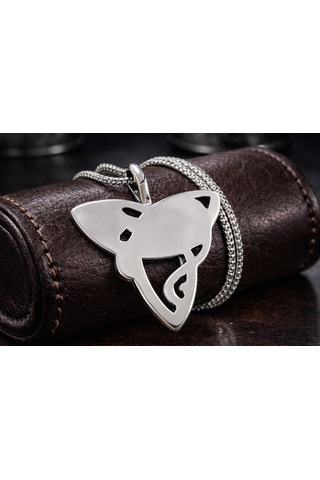 Çelik Triquetra Sembol Gotik Kelt Düğüm Kedi Kolye Çelik