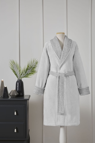 Sadem Organik Plaid Şal Yaka Bornoz Gri