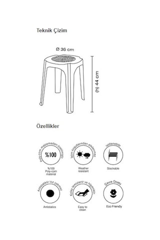 Papatya İnci Plastik Tabure - Bahçe Balkon Taburesi