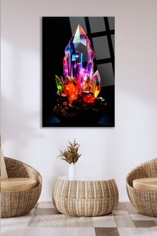Neon Kristal Gökkuşağı Quartz Enerji Taşı Cam Tablo Modern Duvar Dekoru Canlı Renkli Baskı Ofis Ve Çalışma Odası Yeni Ev Hediyesi