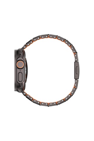 Watch 10 46mm Uyumlu Mohseven İwatch Titancore No.1 Metal Kordon Siyah - Turuncu