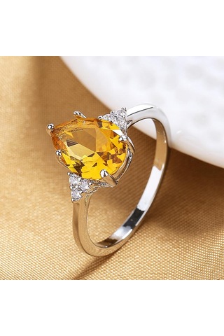 Gümüş Lindon Klasik Bakır Alaşım Zirkon Yüzük Bayanlar Takı Düğün Promise Parti Hediye 8 Gümüş