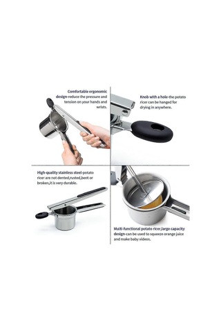 Patates Ezici, Patates Püresi İçin Ezici, 3 Değiştirilebilir Diskli Paslanmaz Çelik Patates Ezici Ezici Mutfak Aleti Pürüzsüz Kremalı Püre Tencere Yaratır