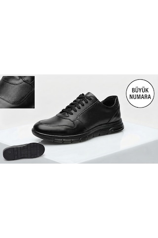 Growish Gd0123 Hakiki Deri Büyük Numara 45 46 47 Numara Kaydırmaz Güçlü Taban Ekonomik Siyah Günlük Sneaker Erkek Ayakkabı Siyah7