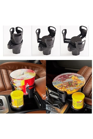 2in1 Araç İçi Şişe Bardak İçecek Tutucu Çift Kupa AL3479 Karbon