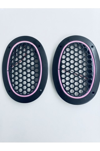 Oval Pembe Neon Ledli Hoparlör Kapağı